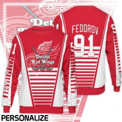 NHL Detroit Red Wings Custom Name Number Red Sweatshirt