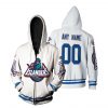 NHL New York Islanders Custom Name Number White Zip Up Hoodie