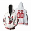 NHL New Jersey Devils Custom Name Number White Zip Up Hoodie