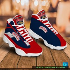 Alternative view of NHL Florida Panthers Custom Name Blue Air Jordan 13 Shoes