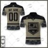 NHL Los Angeles Kings Custom Name Number Camo Military Appreciation Team Jersey Polo Shirt