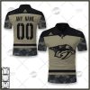 NHL Nashville Predators Custom Name Number Camo Military Appreciation Team Jersey Polo Shirt