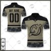 NHL New Jersey Devils Custom Name Number Camo Military Appreciation Team Jersey Polo Shirt