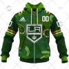 NHL Los Angeles Kings Custom Name Number 2022 St. Patricks Day Zip Up Hoodie