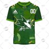 NHL San Jose Sharks Custom Name Number 2022 St. Patrick’s Day T-Shirt