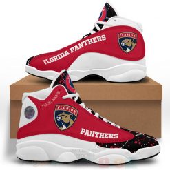 NHL Florida Panthers Custom Name Red Air Jordan 13 Shoes