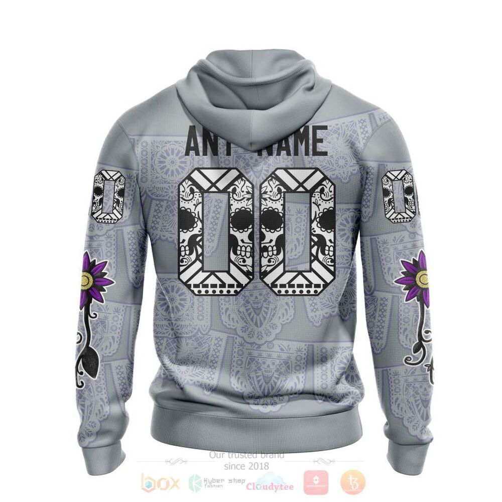 NHL Los Angeles Kings Custom Name Number Sugar Skull Heritage Jersey Pullover Hoodie