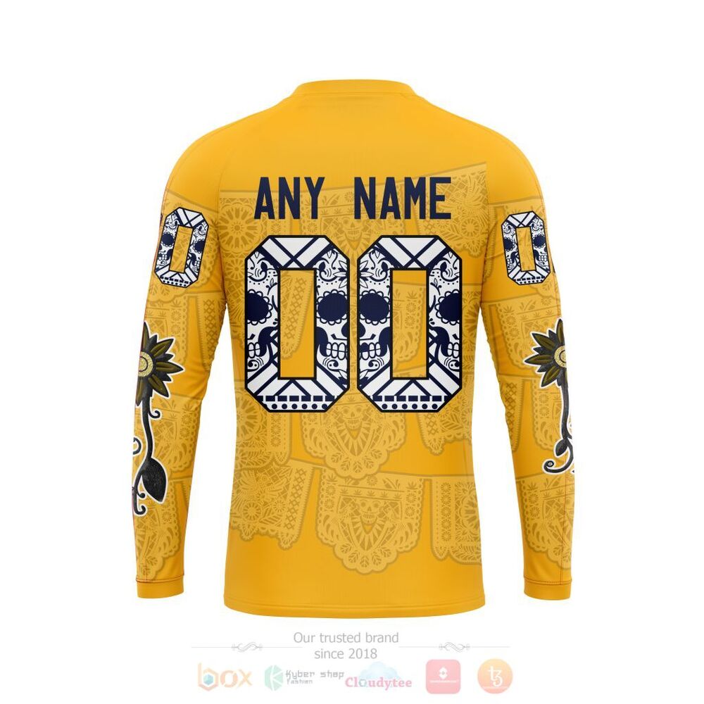 NHL Nashville Predators Custom Name Number Sugar Skull Heritage Jersey Sweatshirt NHL Nashville Predators Custom Name Number Sugar Skull Heritage Jersey Sweatshirt