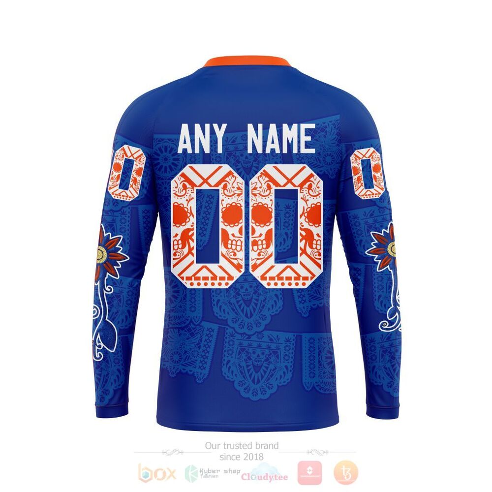 NHL New York Islanders Custom Name Number Sugar Skull Heritage Jersey Sweatshirt