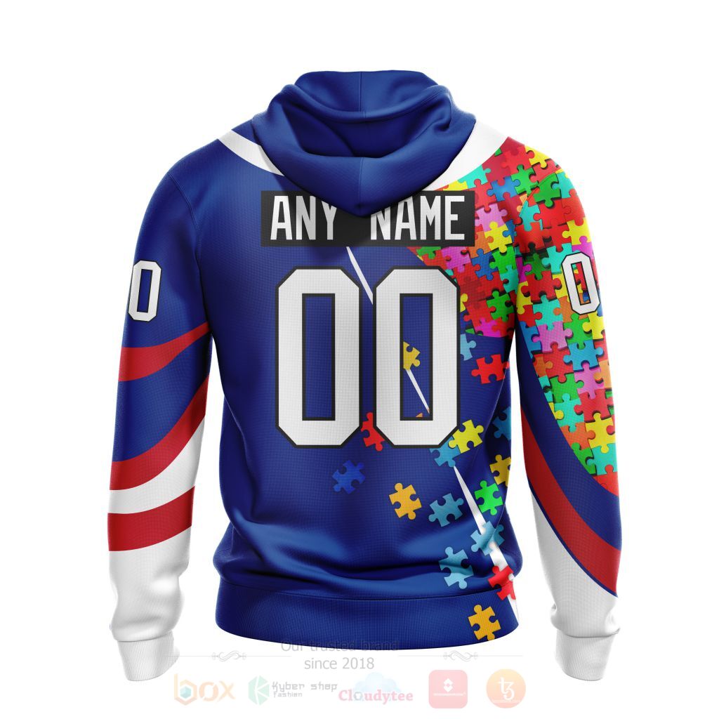 NHL New York Rangers Custom Name Number Autism Awareness Pullover Hoodie NHL New York Rangers Custom Name Number Autism Awareness Pullover Hoodie