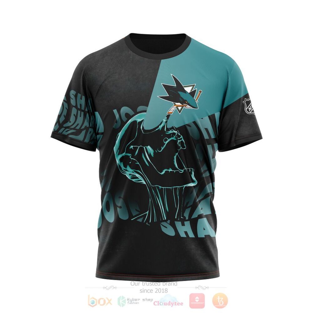 NHL San Jose Sharks Custom Name Number Skull T-Shirt