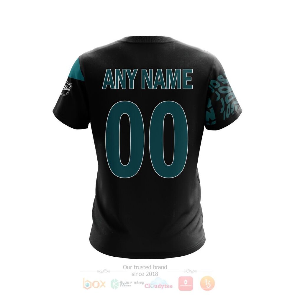 NHL San Jose Sharks Custom Name Number Skull T-Shirt