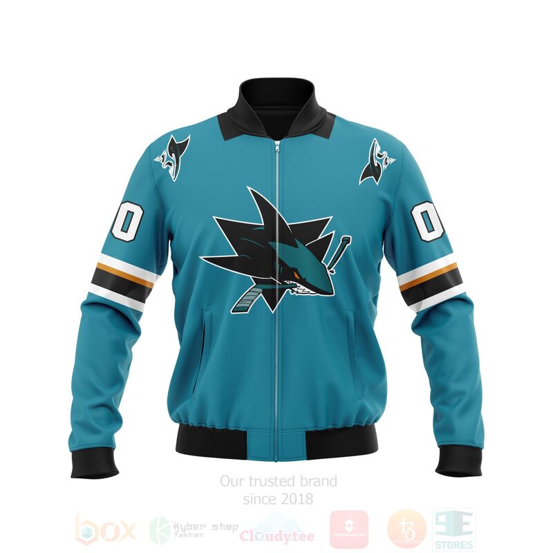 NHL San Jose Sharks Custom Name Number Blue Bomber Jacket