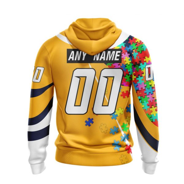 NHL Nashville Predators Custom Name Number Autism Awareness Pullover Hoodie NHL Nashville Predators Custom Name Number Autism Awareness Pullover Hoodie