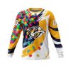 NHL Nashville Predators Custom Name Number Autism Awareness Sweatshirt