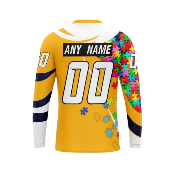 NHL Nashville Predators Custom Name Number Autism Awareness Sweatshirt NHL Nashville Predators Custom Name Number Autism Awareness Sweatshirt