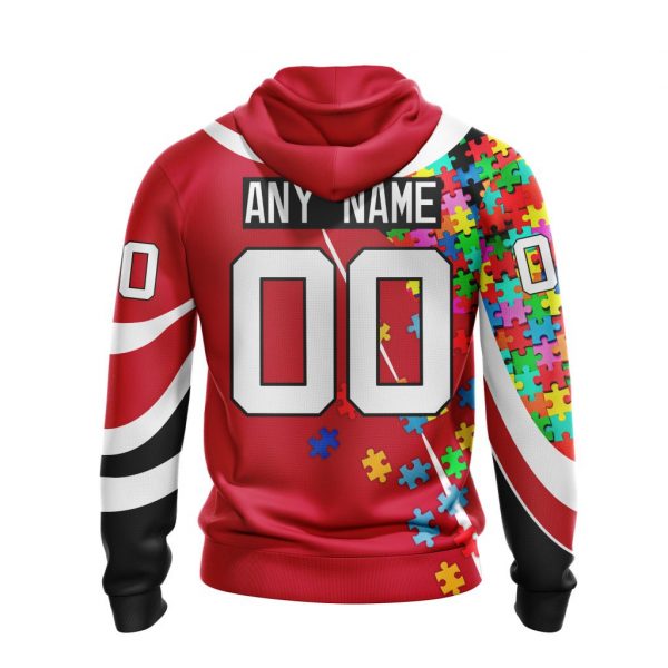 NHL New Jersey Devils Custom Name Number Autism Awareness Zip Up Hoodie
