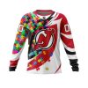 NHL New Jersey Devils Custom Name Number Autism Awareness Sweatshirt