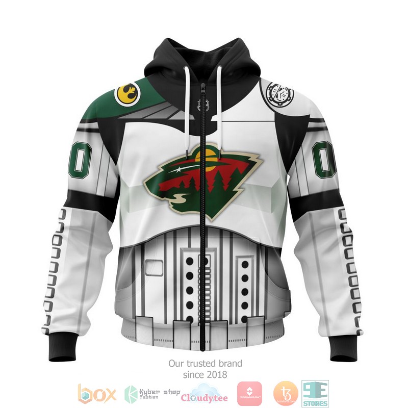NHL Minnesota Wild Custom Name Number Star Wars Zip Up Hoodie NHL Minnesota Wild Custom Name Number Star Wars Zip Up Hoodie