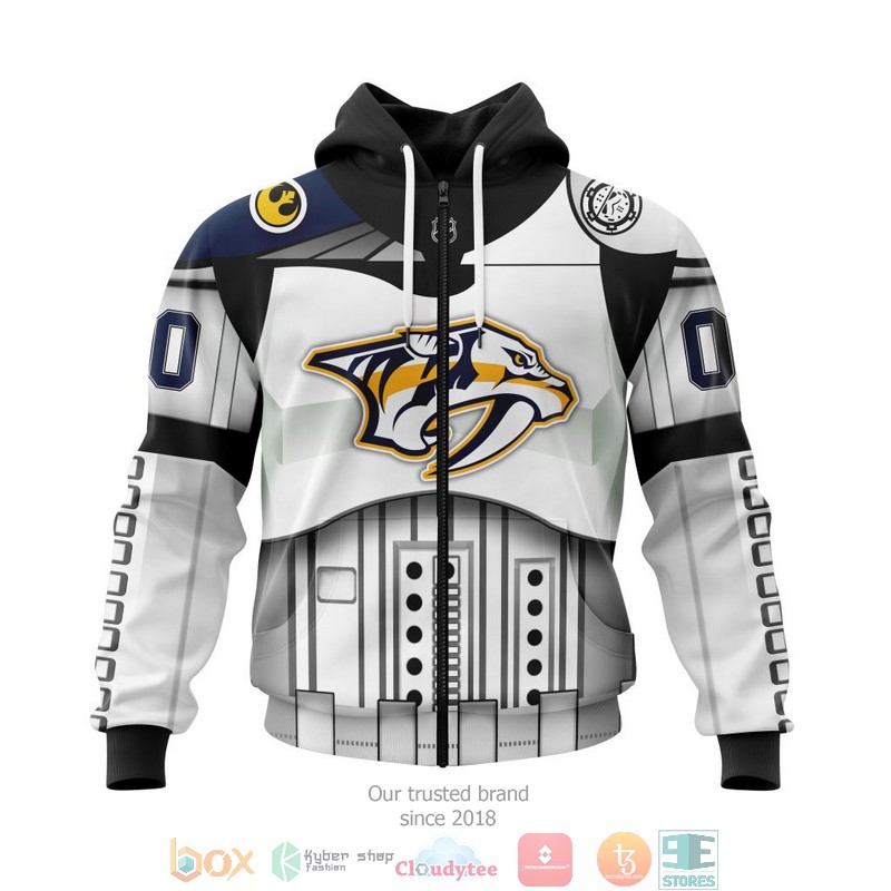 NHL Nashville Predators Custom Name Number Star Wars Zip Up Hoodie