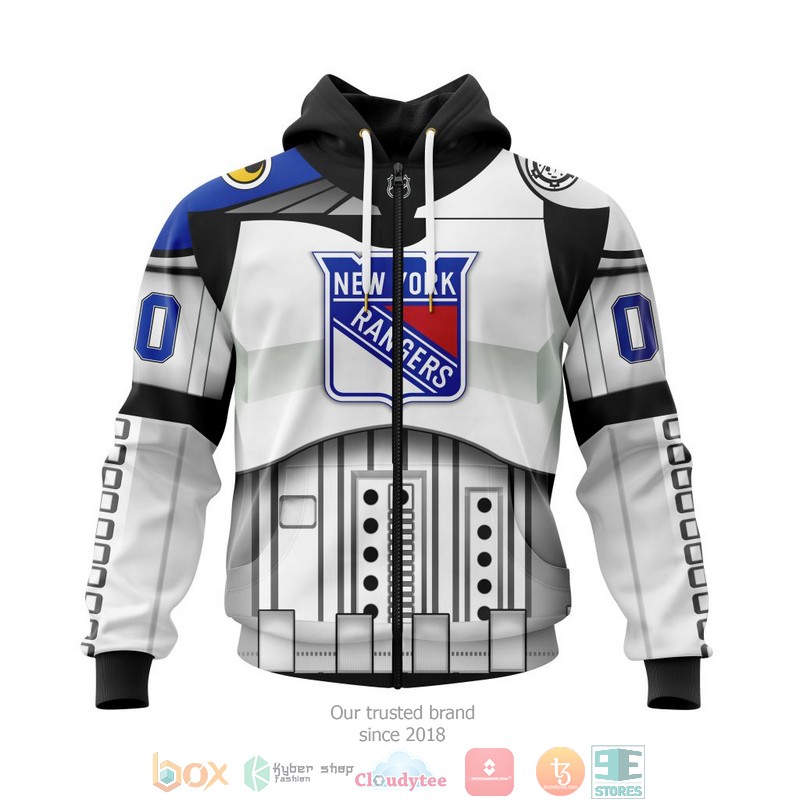 NHL New York Rangers Custom Name Number Star Wars Zip Up Hoodie