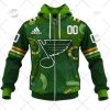 NHL St. Louis Blues Custom Name Number 2022 St. Patrick’s Day Zip Up Hoodie
