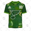 NHL St. Louis Blues Custom Name Number 2022 St. Patrick’s Day T-Shirt