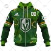 NHL Vegas Golden Knights Custom Name Number 2022 St. Patrick’s Day Zip Up Hoodie