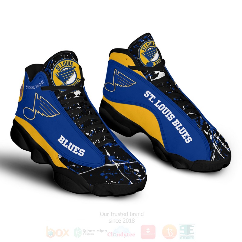 NHL St. Louis Blues Custom Name Blue Air Jordan 13 Shoes NHL St. Louis Blues Custom Name Blue Air Jordan 13 Shoes