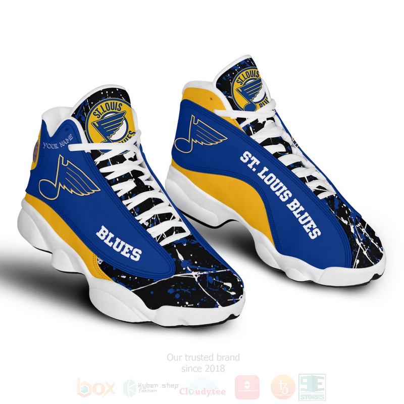 NHL St. Louis Blues Custom Name Blue Air Jordan 13 Shoes NHL St. Louis Blues Custom Name Blue Air Jordan 13 Shoes