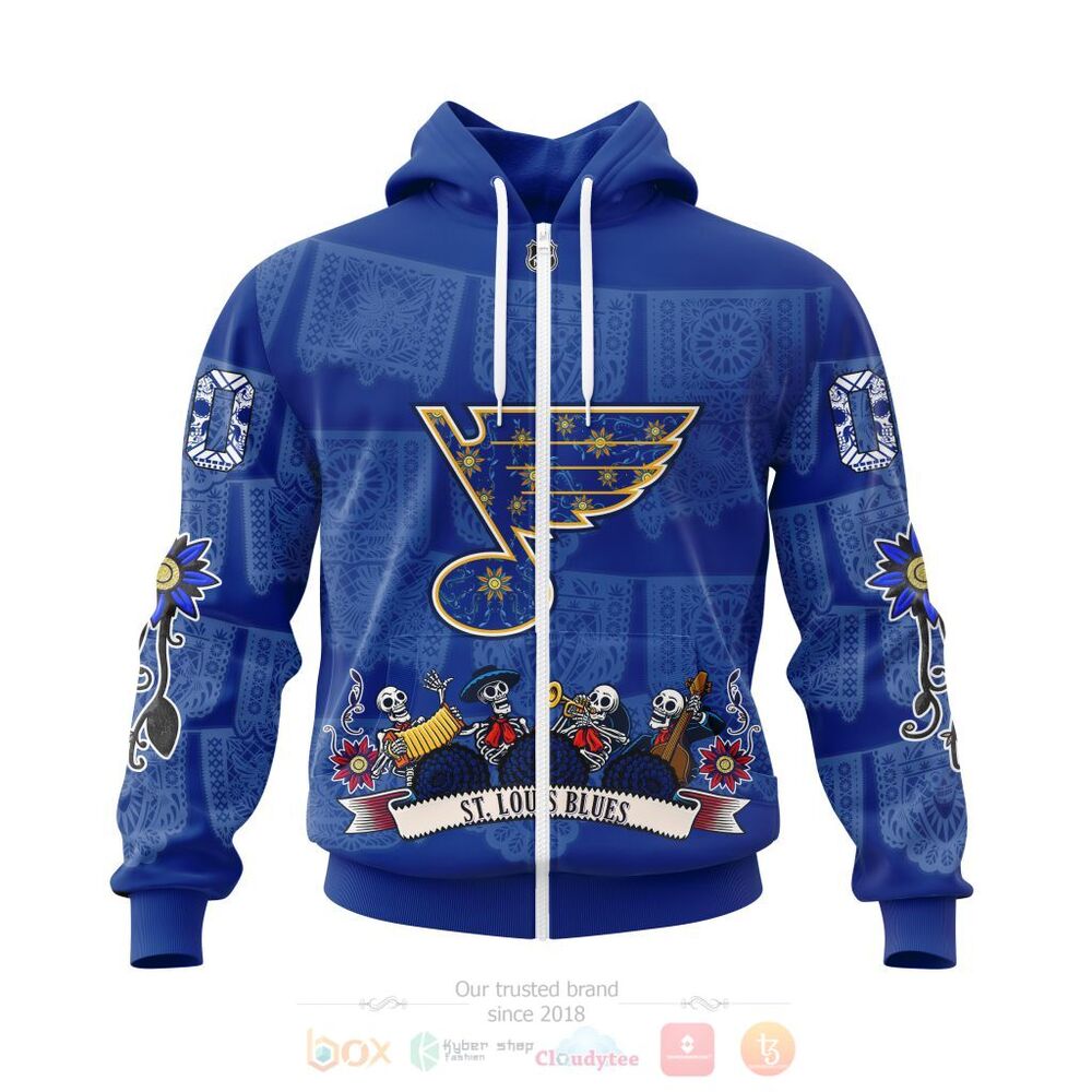 NHL St. Louis Blues Custom Name Number Specialized Heritage Kits Zip Up Hoodie