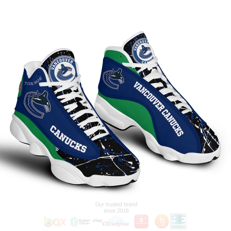 NHL Vancouver Canucks Custom Name Blue Air Jordan 13 Shoes NHL Vancouver Canucks Custom Name Blue Air Jordan 13 Shoes