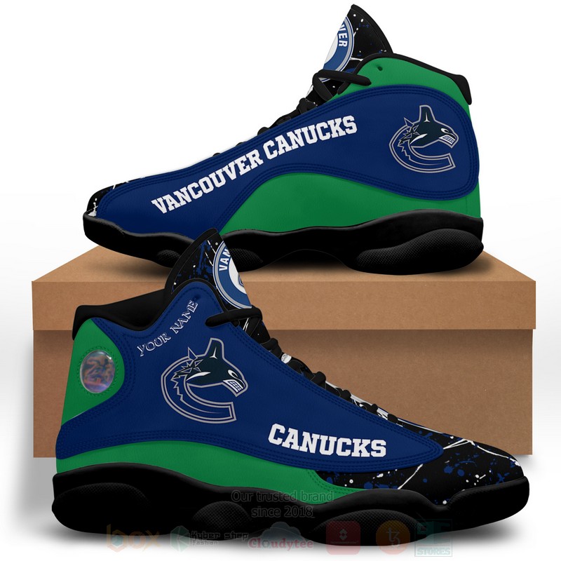 NHL Vancouver Canucks Custom Name Blue Air Jordan 13 Shoes NHL Vancouver Canucks Custom Name Blue Air Jordan 13 Shoes