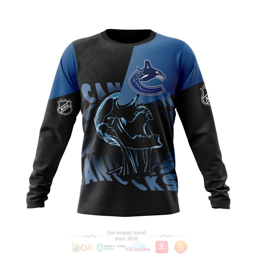 NHL Vancouver Canucks Custom Name Number Skull Sweatshirt NHL Vancouver Canucks Custom Name Number Skull Sweatshirt