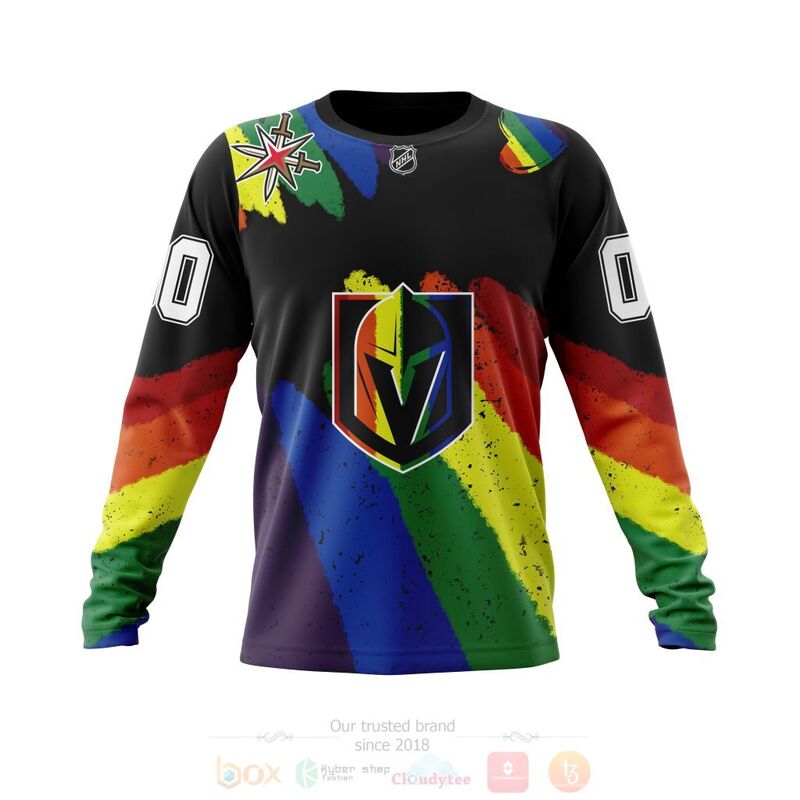 NHL Vegas Golden Knights Custom Name Number LGBT Pride Grunge Sweatshirt NHL Vegas Golden Knights Custom Name Number LGBT Pride Grunge Sweatshirt