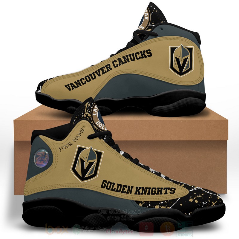 NHL Vegas Golden Knights Custom Name Air Jordan 13 Shoes V2