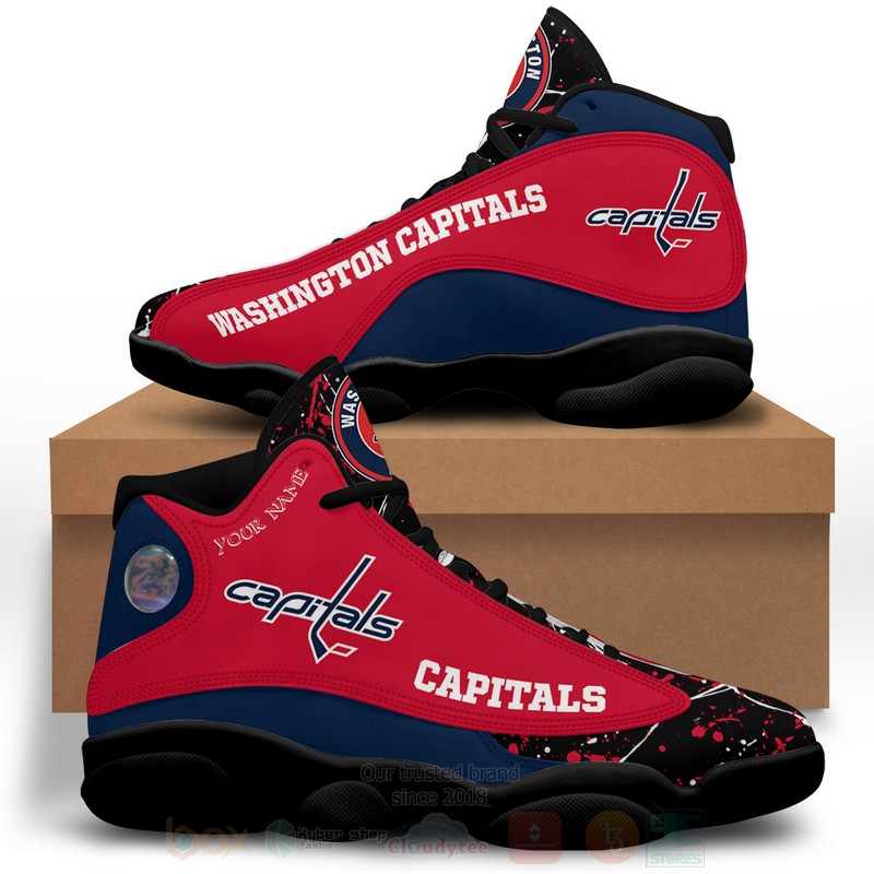 NHL Washington Capitals Custom Name Air Jordan 13 Shoes V1