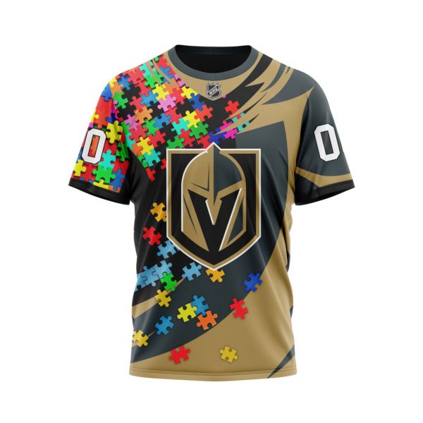 NHL Vegas Golden Knights Custom Name Number Autism Awareness T-Shirt NHL Vegas Golden Knights Custom Name Number Autism Awareness T-Shirt