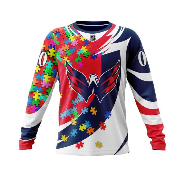 NHL Washington Capitals Custom Name Number Autism Awareness Sweatshirt NHL Washington Capitals Custom Name Number Autism Awareness Sweatshirt
