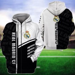Real Madrid Black White Zip Up Hoodie