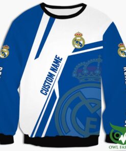 Real Madrid Custom Name Blue White Logo Sweatshirt