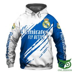 Real Madrid Hawaiian Style Blue White Pullover Hoodie
