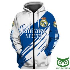 Real Madrid Hawaiian Style Blue White Zip Up Hoodie