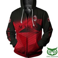 AC Milan Black Red Hawaiian Zip Up Hoodie