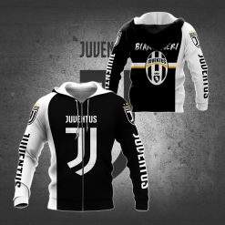 Juventus FC Bianconeri Black White Zip Up Hoodie