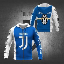 Juventus FC Bianconeri Blue White Zip Up Hoodie