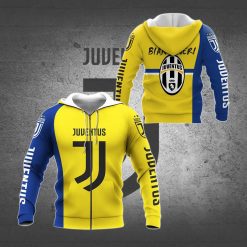 Juventus FC Bianconeri Yellow Blue Zip Up Hoodie