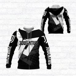 Juventus FC Black White Zip Up Hoodie