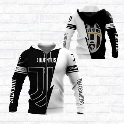 Juventus FC Champions Black White Zip Up Hoodie