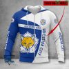 Leicester City FC White Blue Custom Name Zip Up Hoodie
